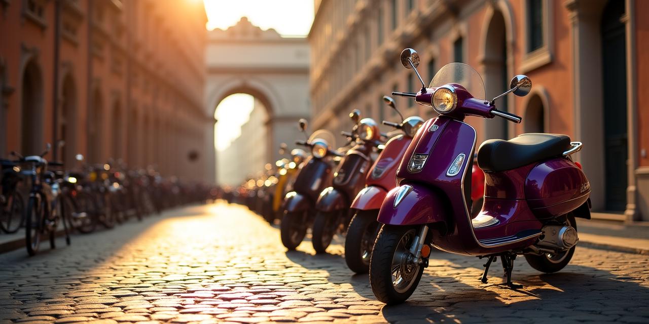 Scooter e biciclette davanti a un monumento storico di Roma